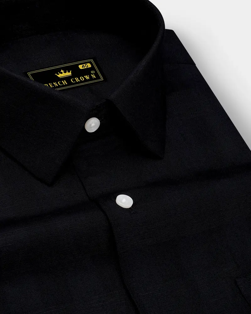 Jade Black Luxurious Linen Shirt 1
