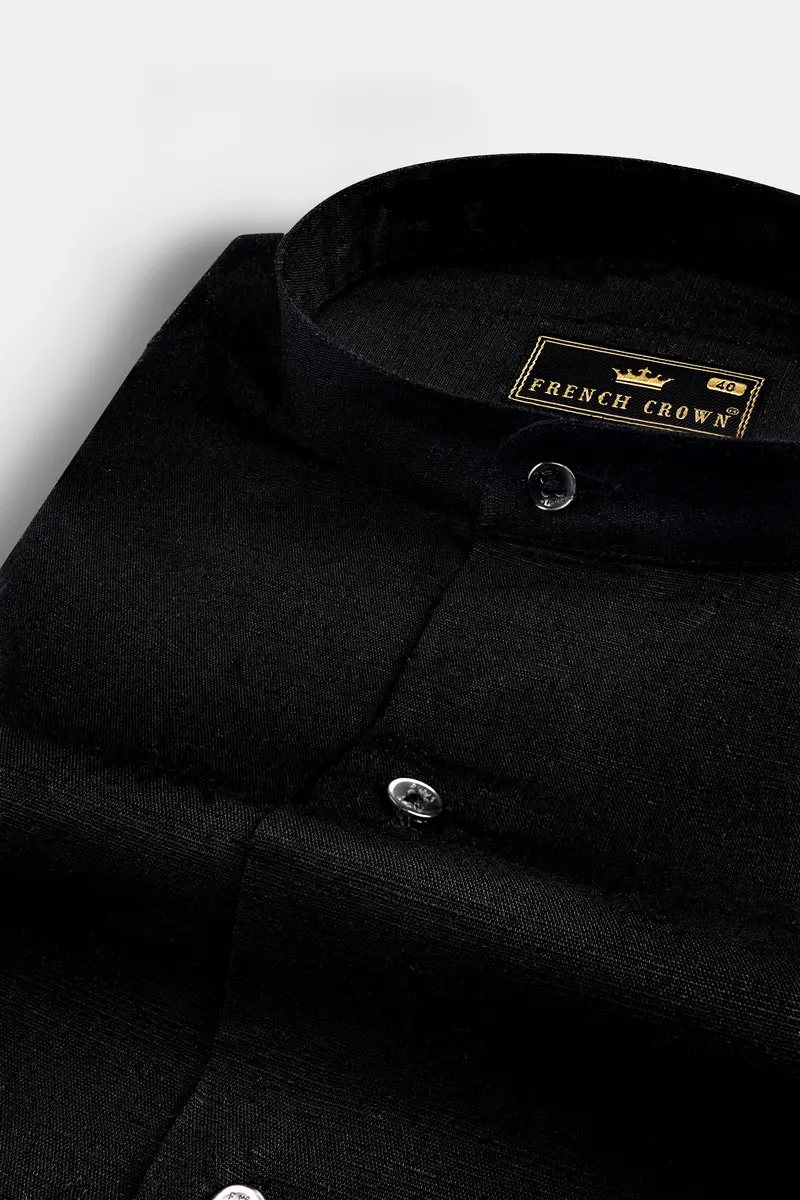 Jade Black Luxurious Linen Shirt 1