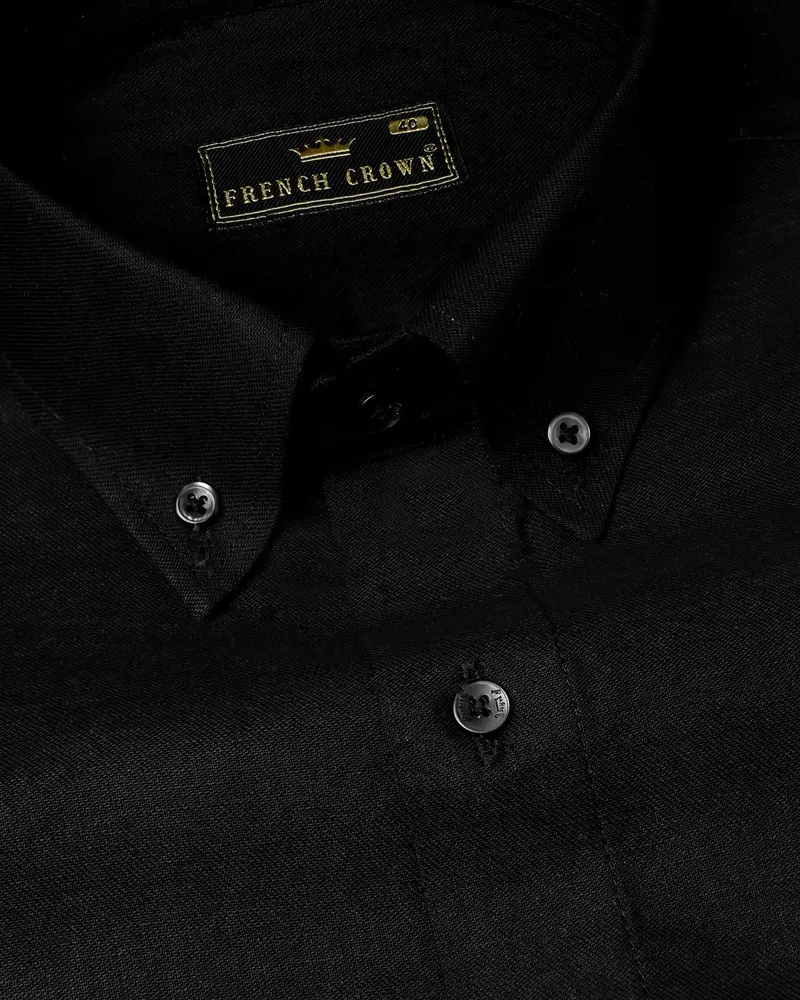 Jade Black Luxurious Linen Shirt 1