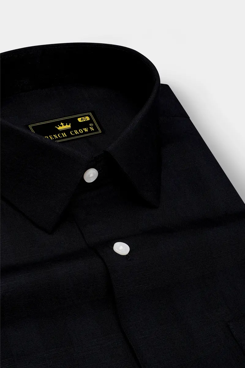 Jade Black Luxurious Linen Shirt 2