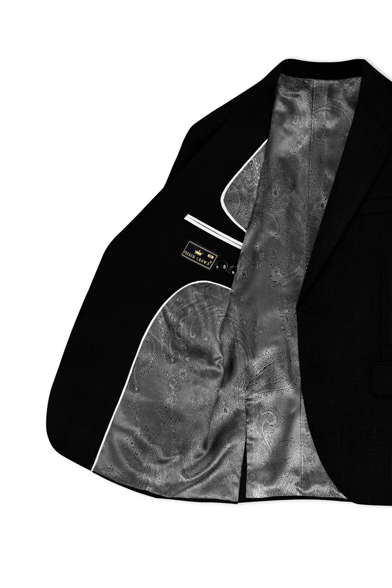 Jade Black Luxurious Linen Single Breasted Stretchable Traveler Blazer 5