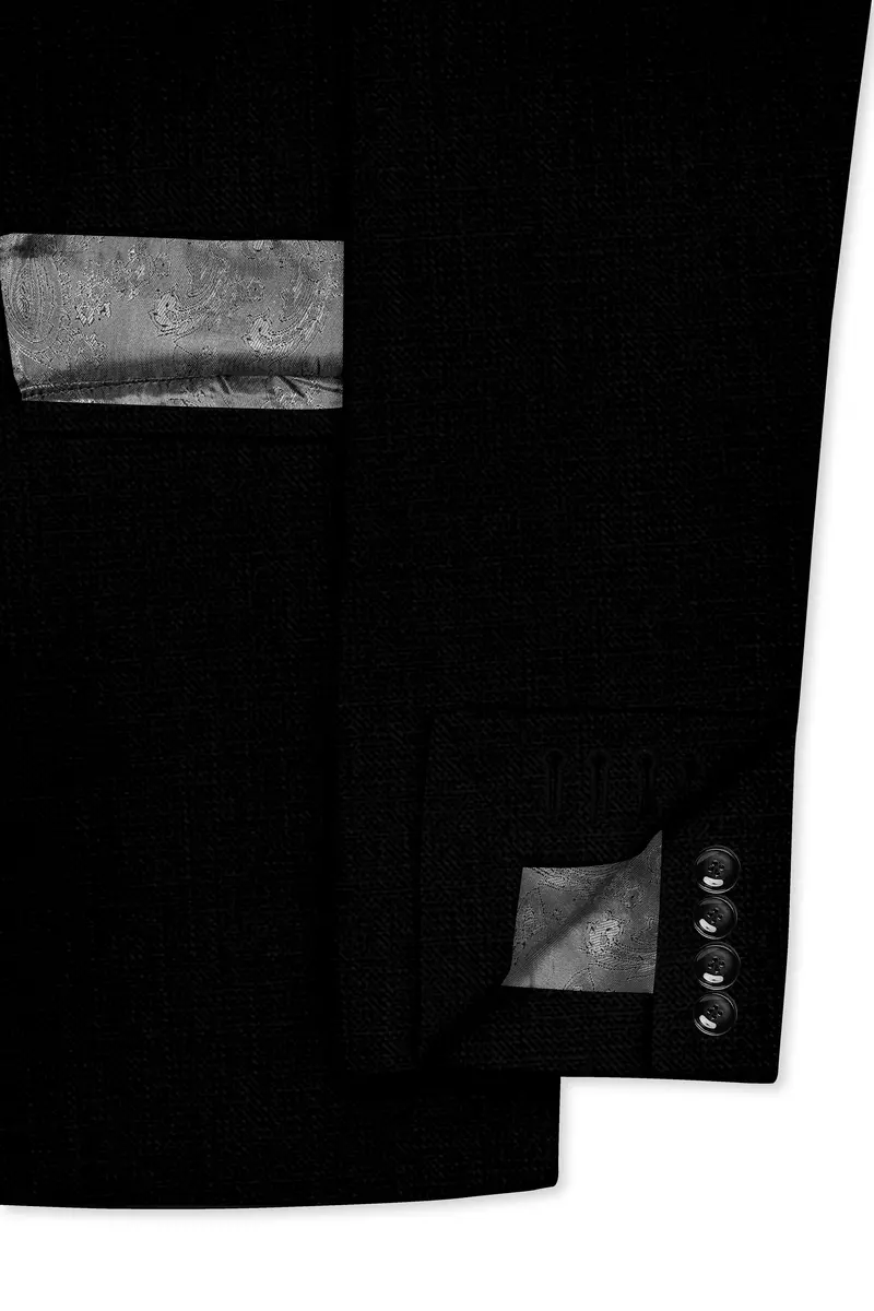 Jade Black Luxurious Linen Single Breasted Stretchable Traveler Blazer 6