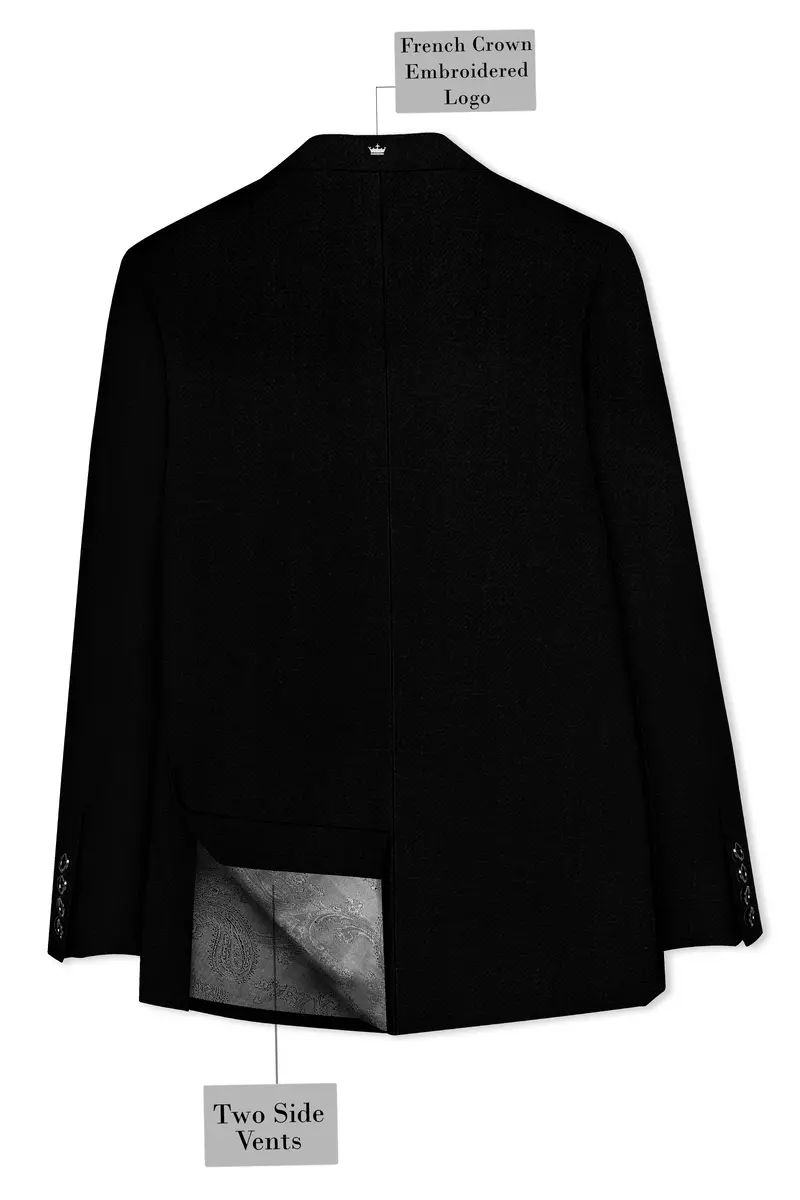 Jade Black Luxurious Linen Single Breasted Stretchable Traveler Blazer 8