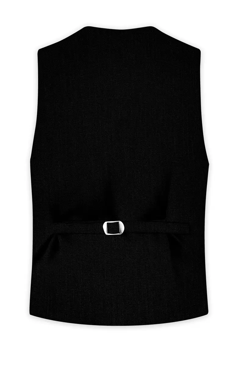 Jade Black Luxurious Linen Stretchable Waistcoat 4
