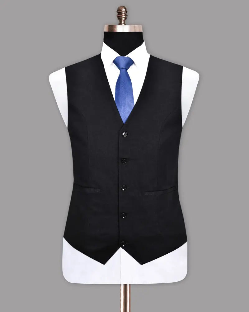 Jade Black Luxurious Linen Waistcoat 2