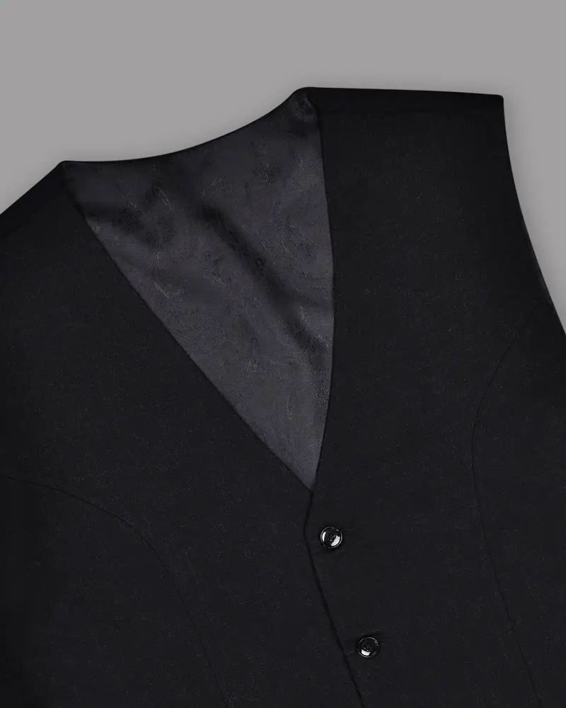Jade Black Luxurious Linen Waistcoat 4