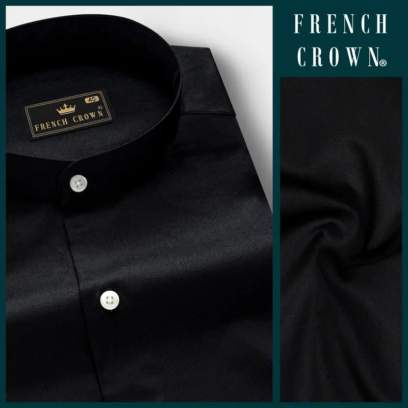 Jade Black Mandarin Collar Dobby Shirt 7