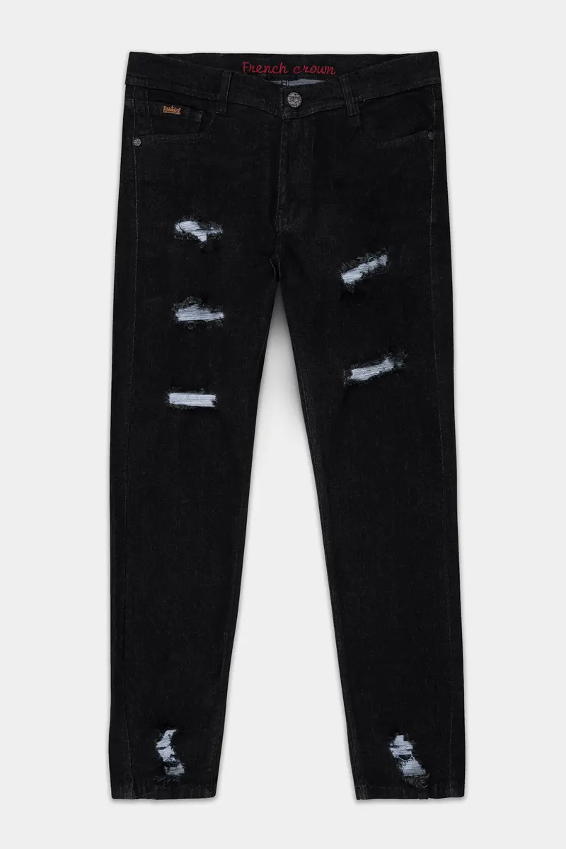 Jade Black Mildly Distressed Rinse Wash Denim 2