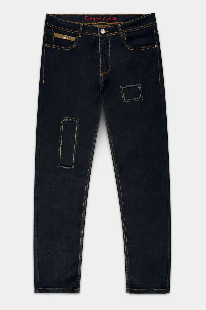 Jade Black Mildly Distressed Stretchable Denim 2