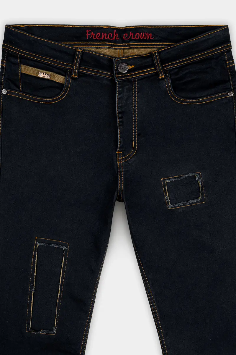 Jade Black Mildly Distressed Stretchable Denim 4