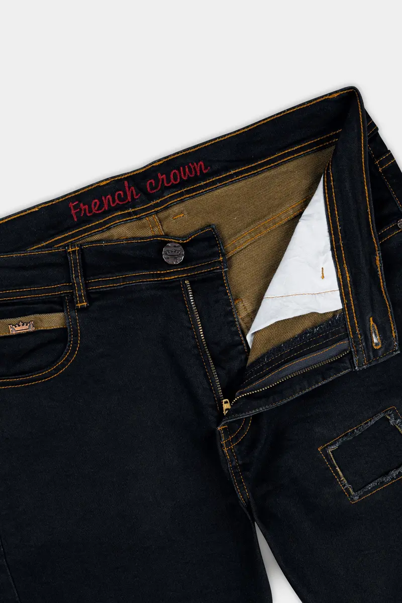 Jade Black Mildly Distressed Stretchable Denim 6