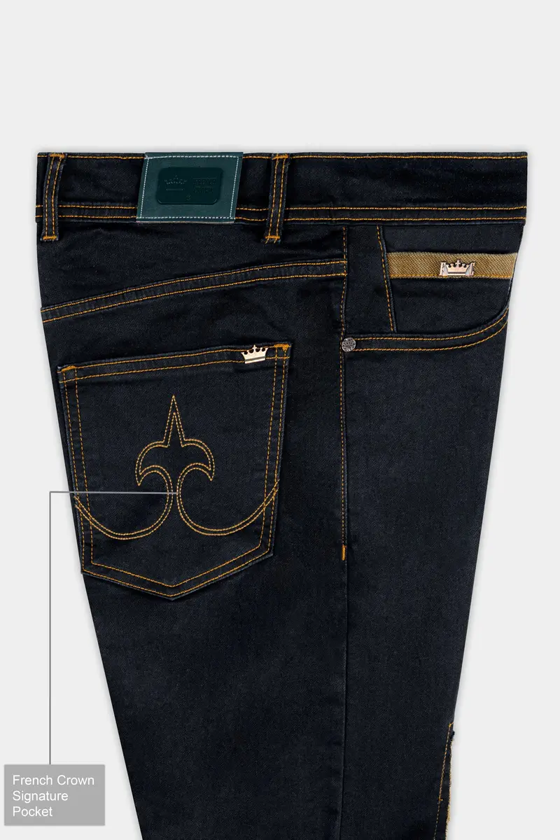 Jade Black Mildly Distressed Stretchable Denim 7