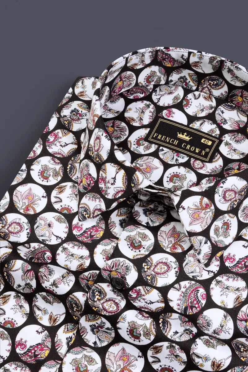 Jade Black Multicolour Floral Printed Subtle Sheen Super Soft Premium Cotton Designer Shirt 1