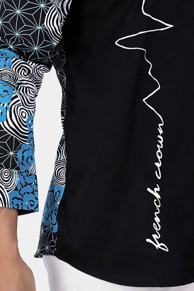Jade Black Multicolour Printed And Hand Painted Premium Cotton Designer Kurta Shirt 2
