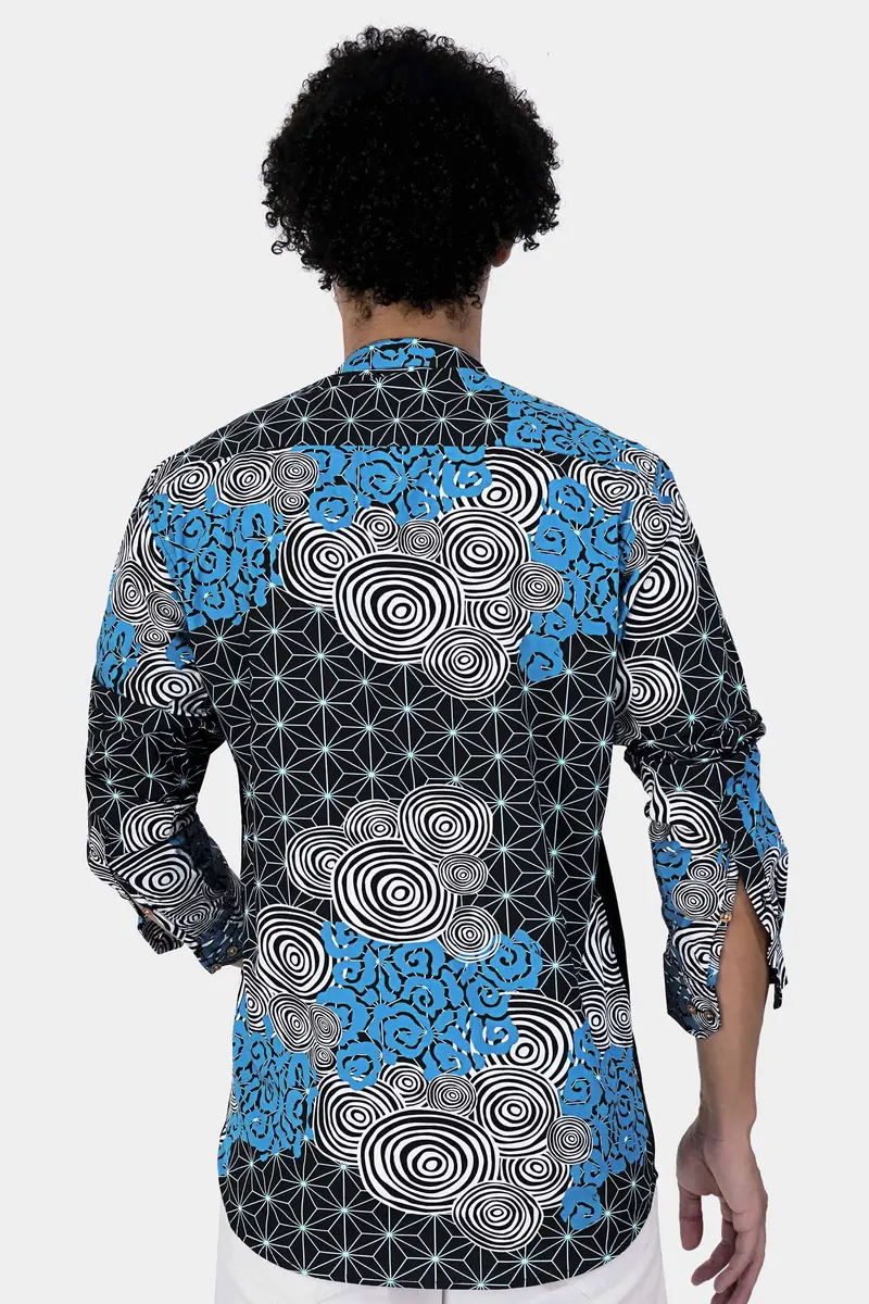Jade Black Multicolour Printed And Hand Painted Premium Cotton Designer Kurta Shirt 8