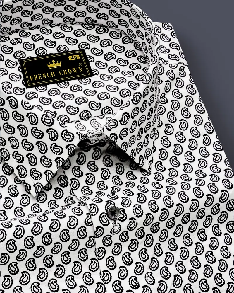 Jade Black Paisley Printed Premium Cotton Shirt 1