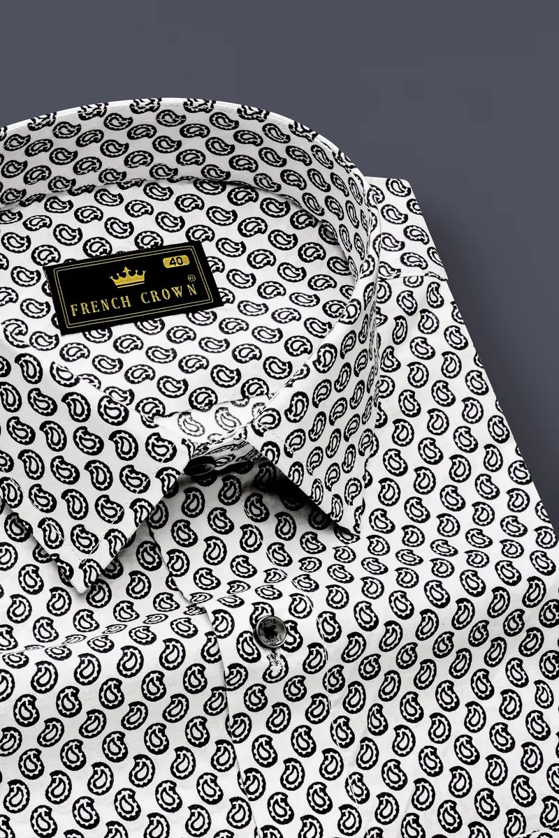 Jade Black Paisley Printed Premium Cotton Shirt 2