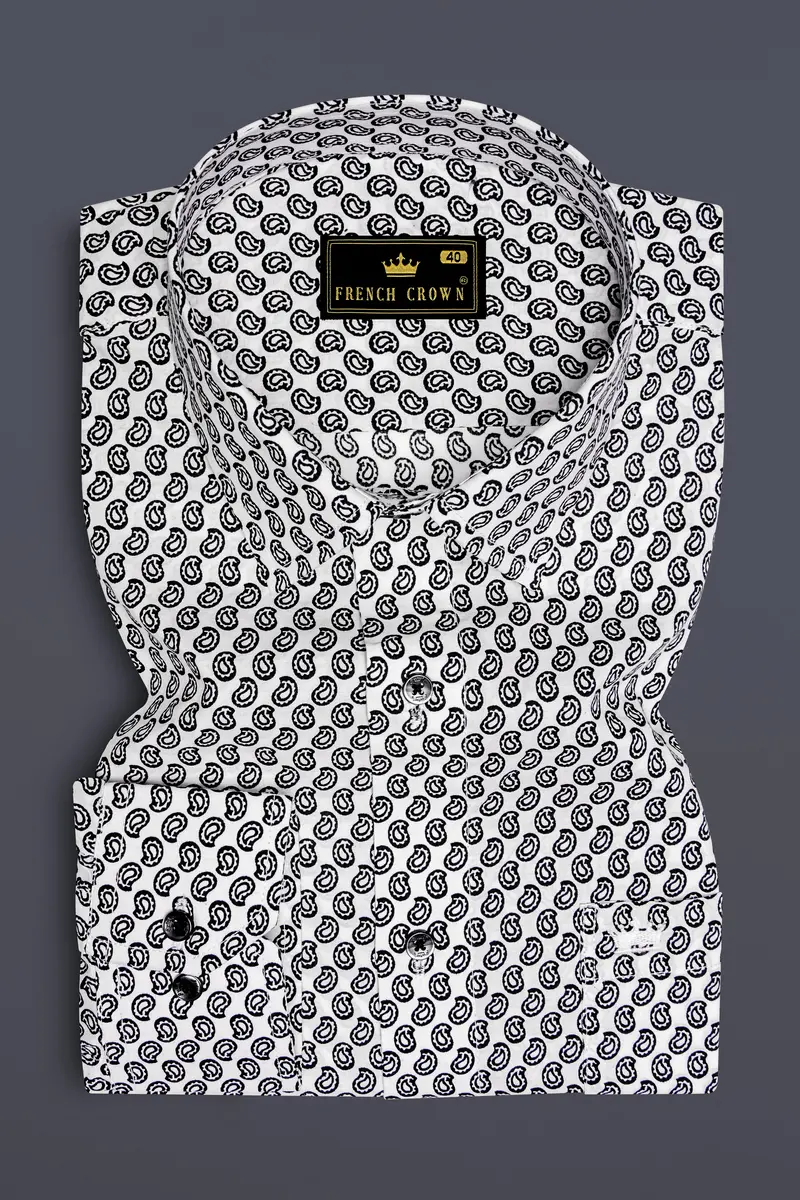 Jade Black Paisley Printed Premium Cotton Shirt 4