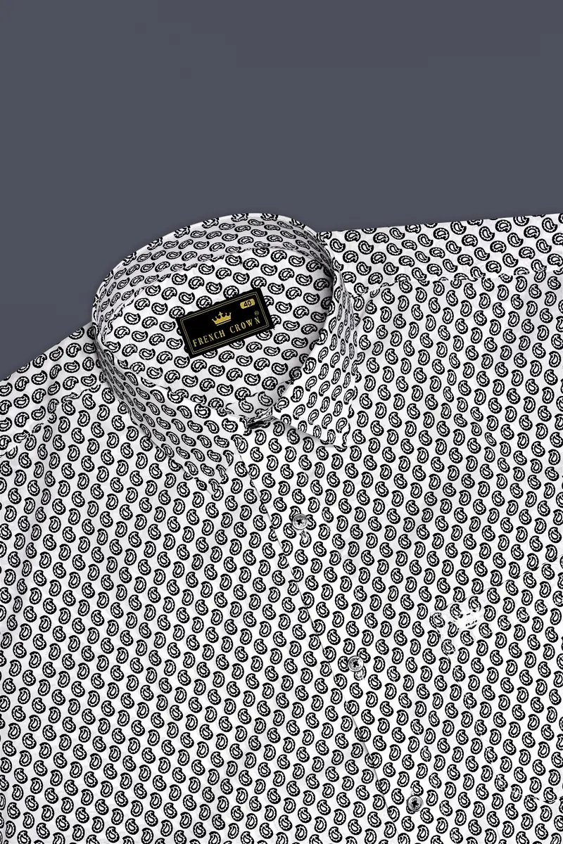Jade Black Paisley Printed Premium Cotton Shirt 5