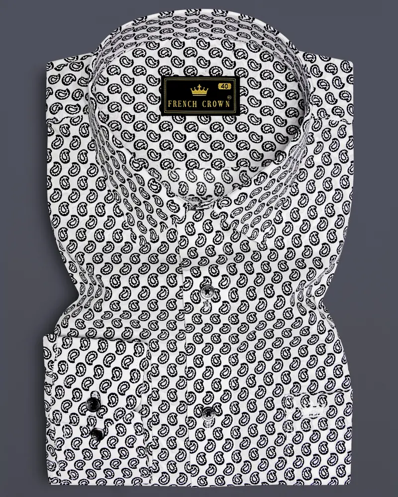 Jade Black Paisley Printed Premium Cotton Shirt 6