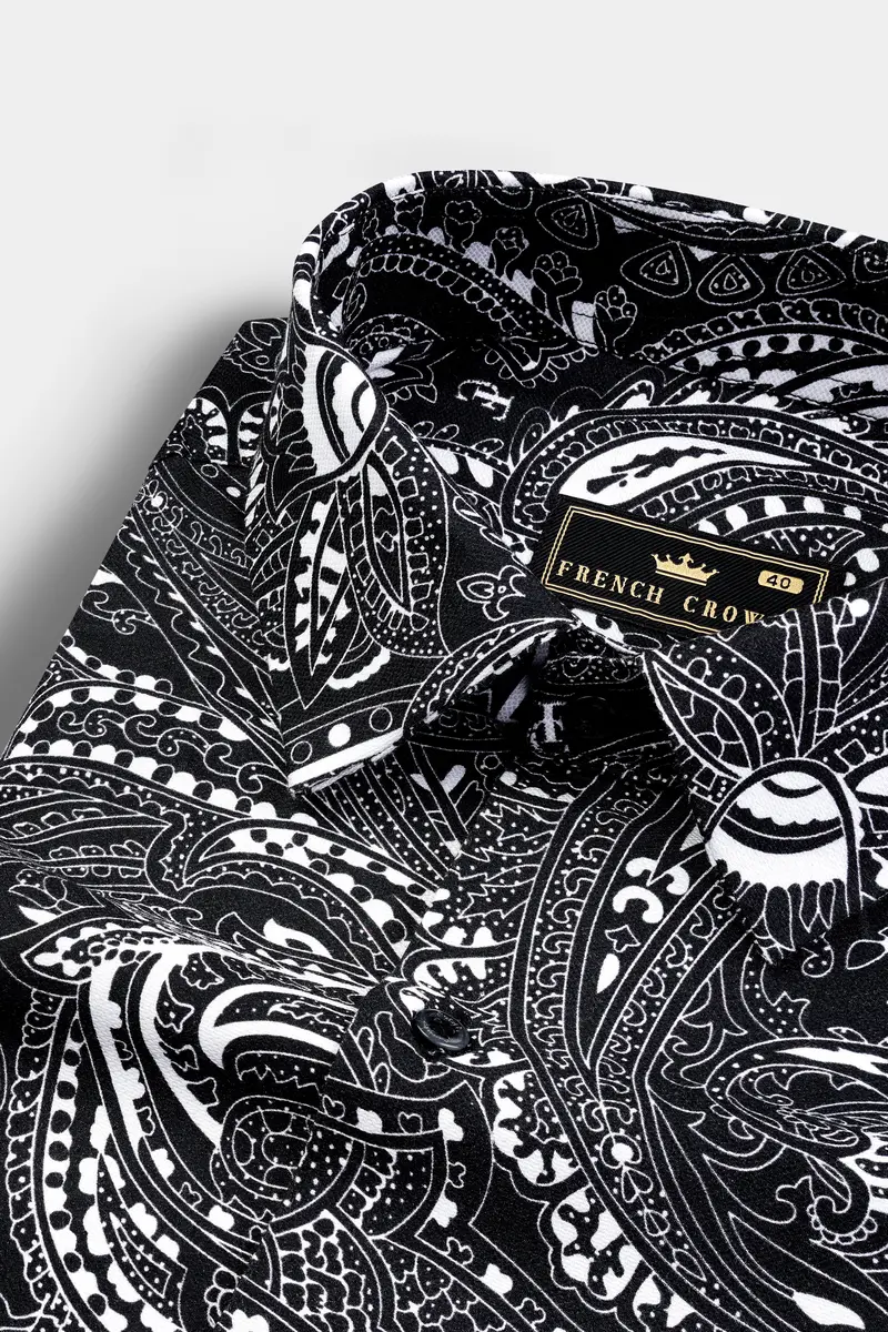 Jade Black Paisley Printed Super Soft Premium Cotton Shirt 1