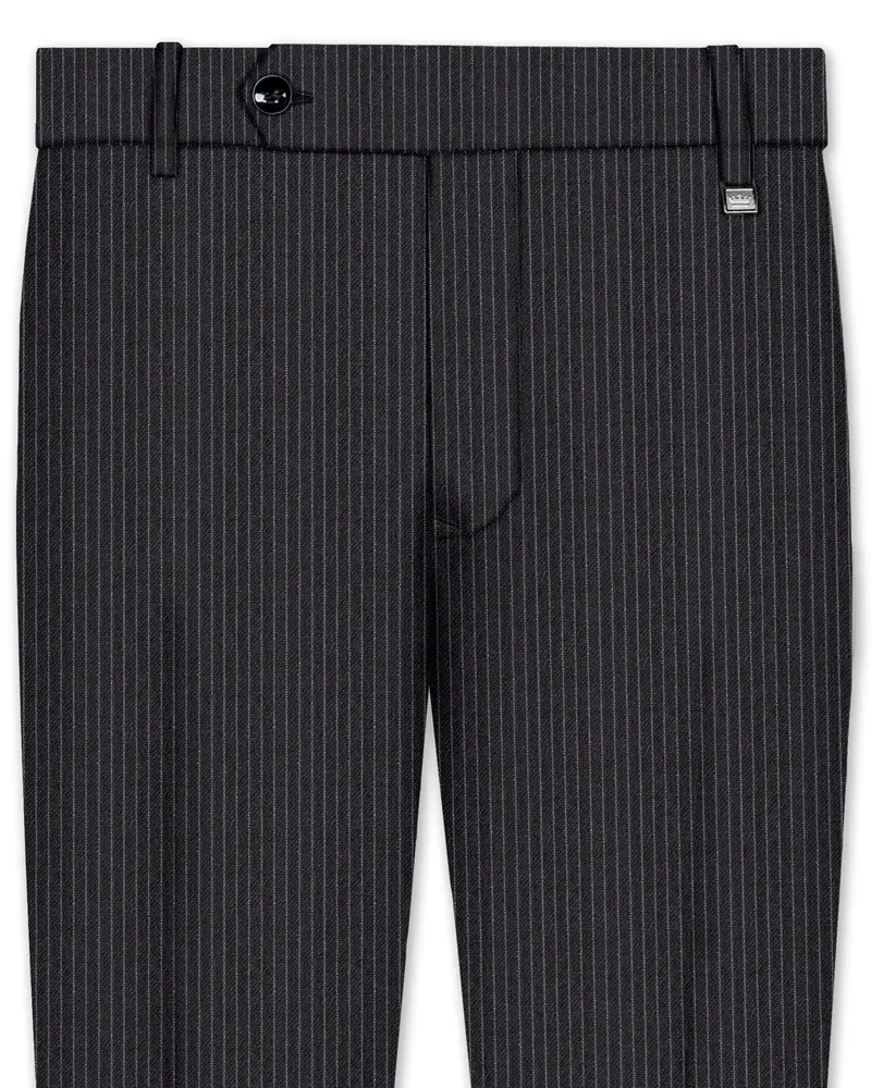 Jade Black Pinstriped Formal Pant 1
