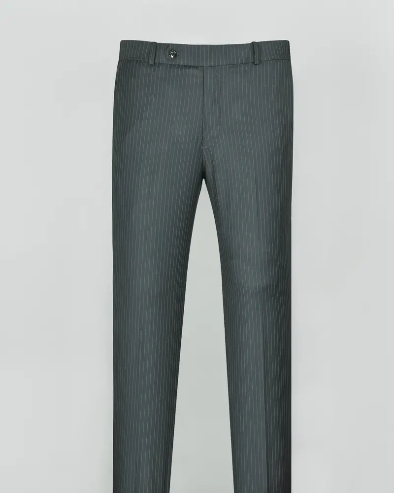 Jade Black Pinstriped Wool Blend Pant 4