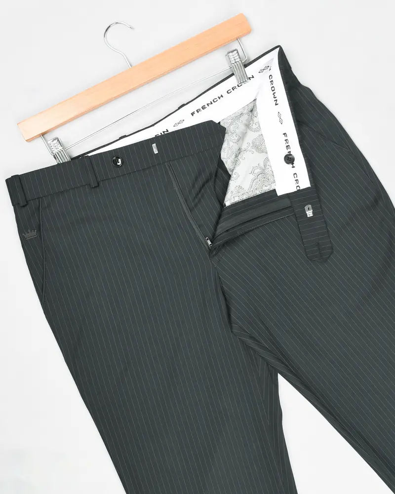Jade Black Pinstriped Wool Blend Pant 6