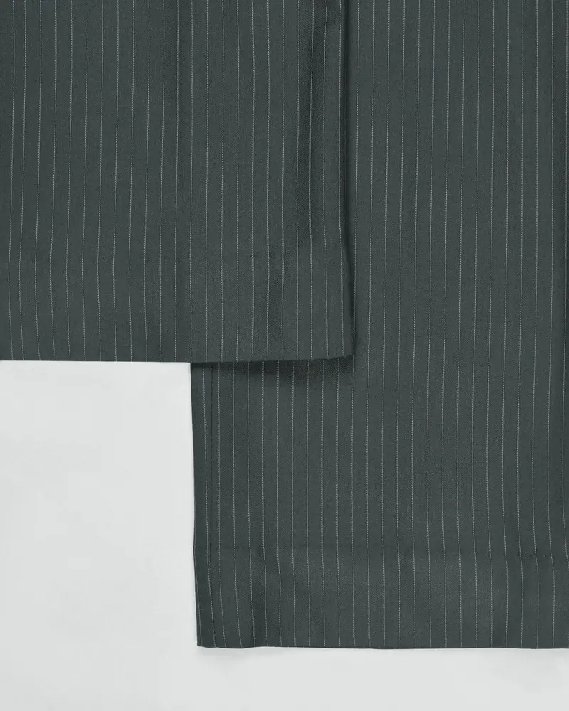 Jade Black Pinstriped Wool Blend Pant 8