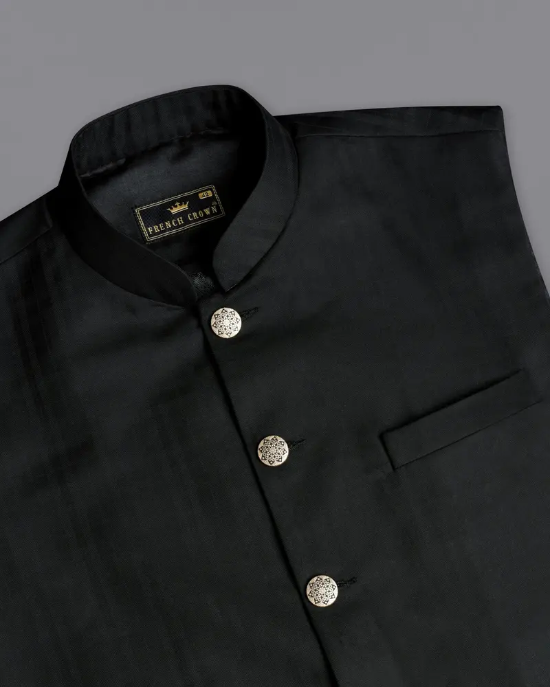 Jade Black Plaid Nehru Jacket 4