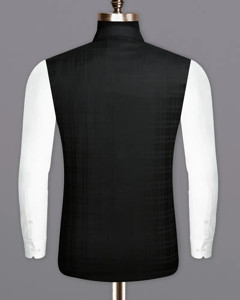 Jade Black Plaid Nehru Jacket 6