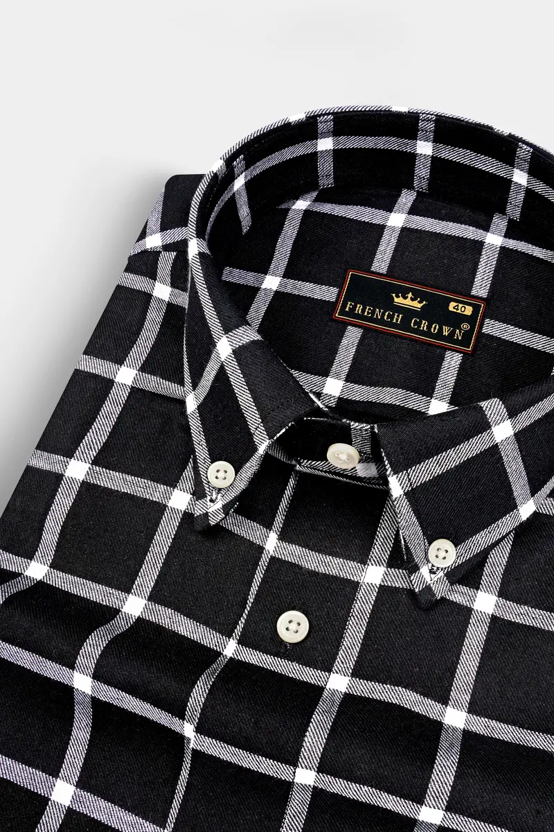 Jade Black Plaid Twill Premium Cotton Shirt 1
