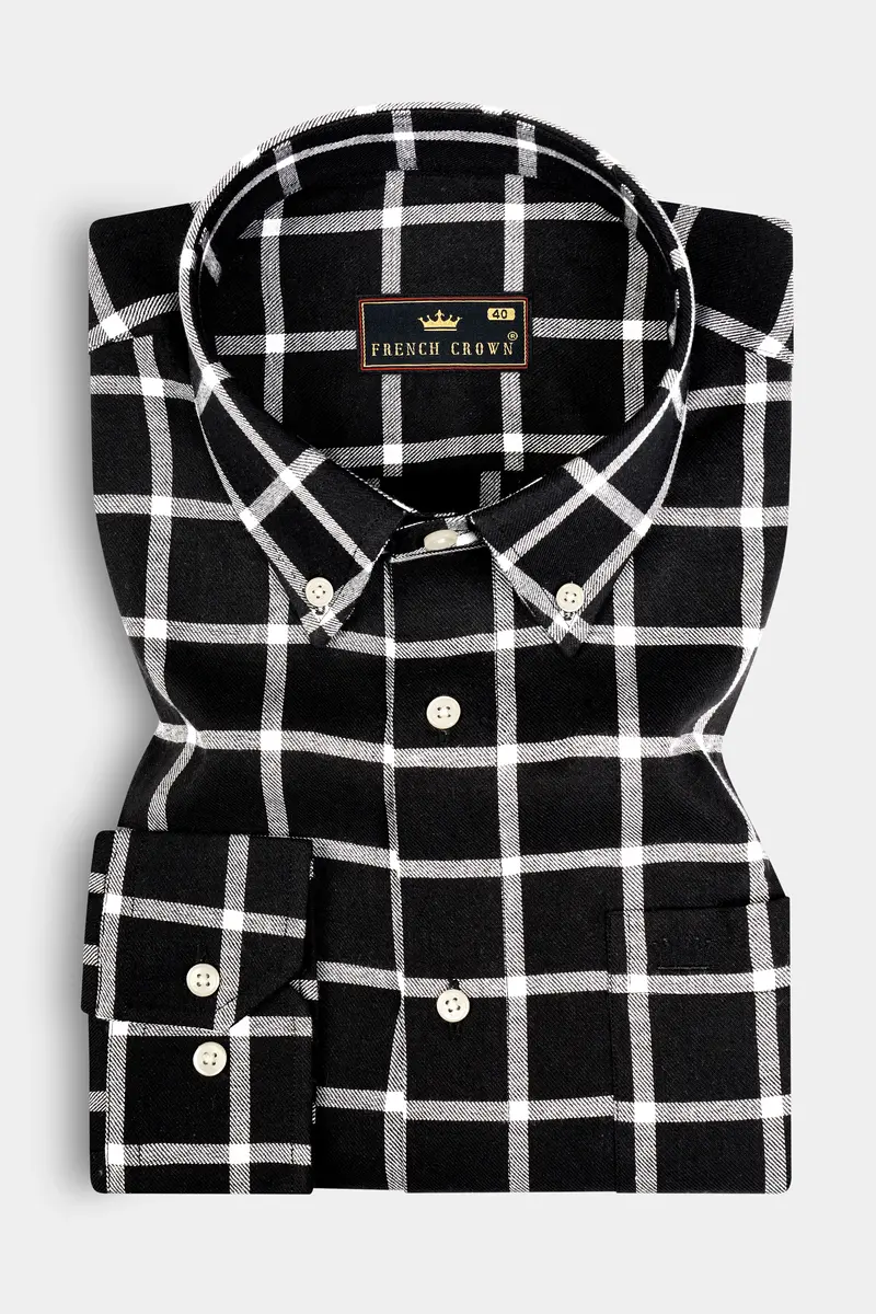 Jade Black Plaid Twill Premium Cotton Shirt 3