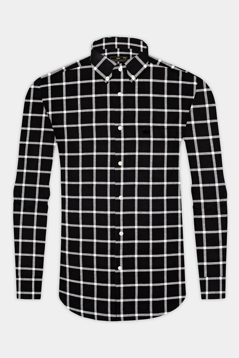 Jade Black Plaid Twill Premium Cotton Shirt 4