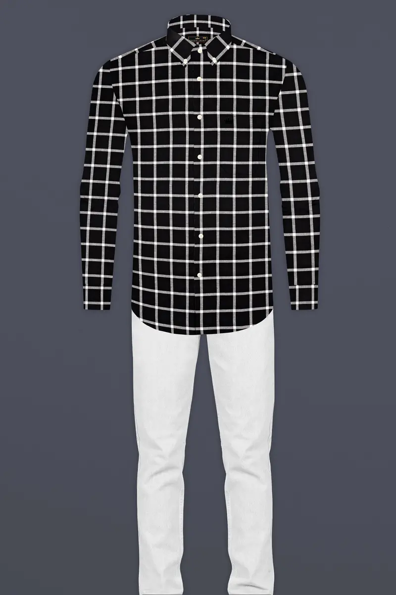Jade Black Plaid Twill Premium Cotton Shirt 6