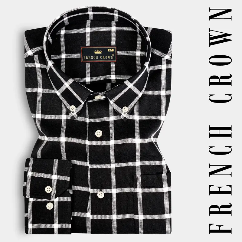 Jade Black Plaid Twill Premium Cotton Shirt 7