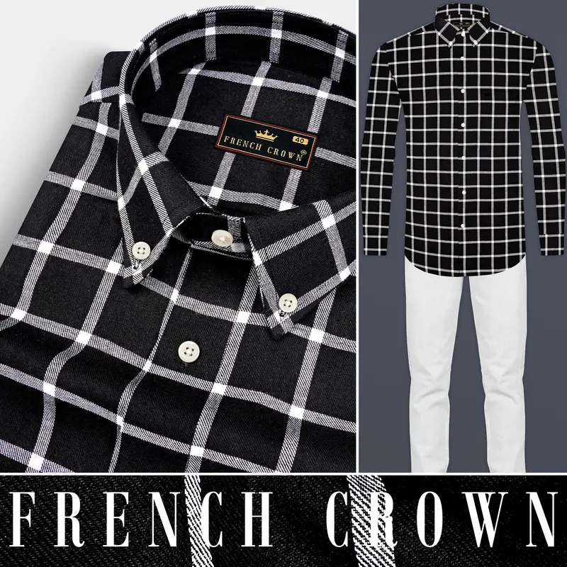 Jade Black Plaid Twill Premium Cotton Shirt 9