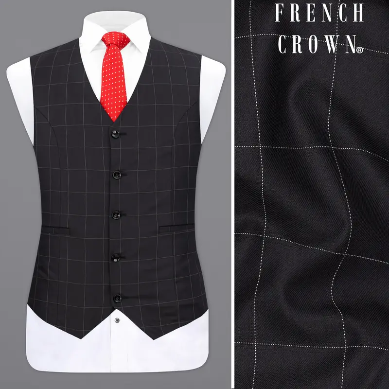Jade Black Plaid Waistcoat 1
