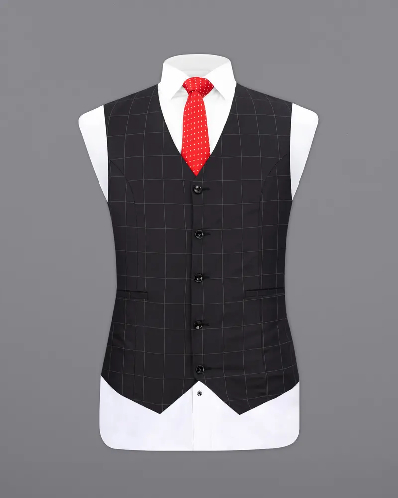 Jade Black Plaid Waistcoat 2