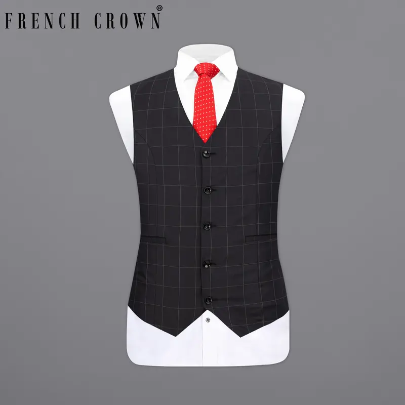 Jade Black Plaid Waistcoat 9