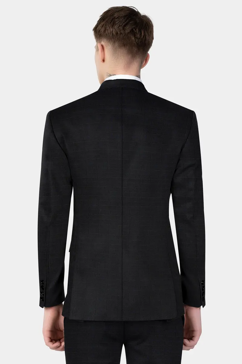 Jade Black Plaid Wool Blend Single Breasted Blazer 10