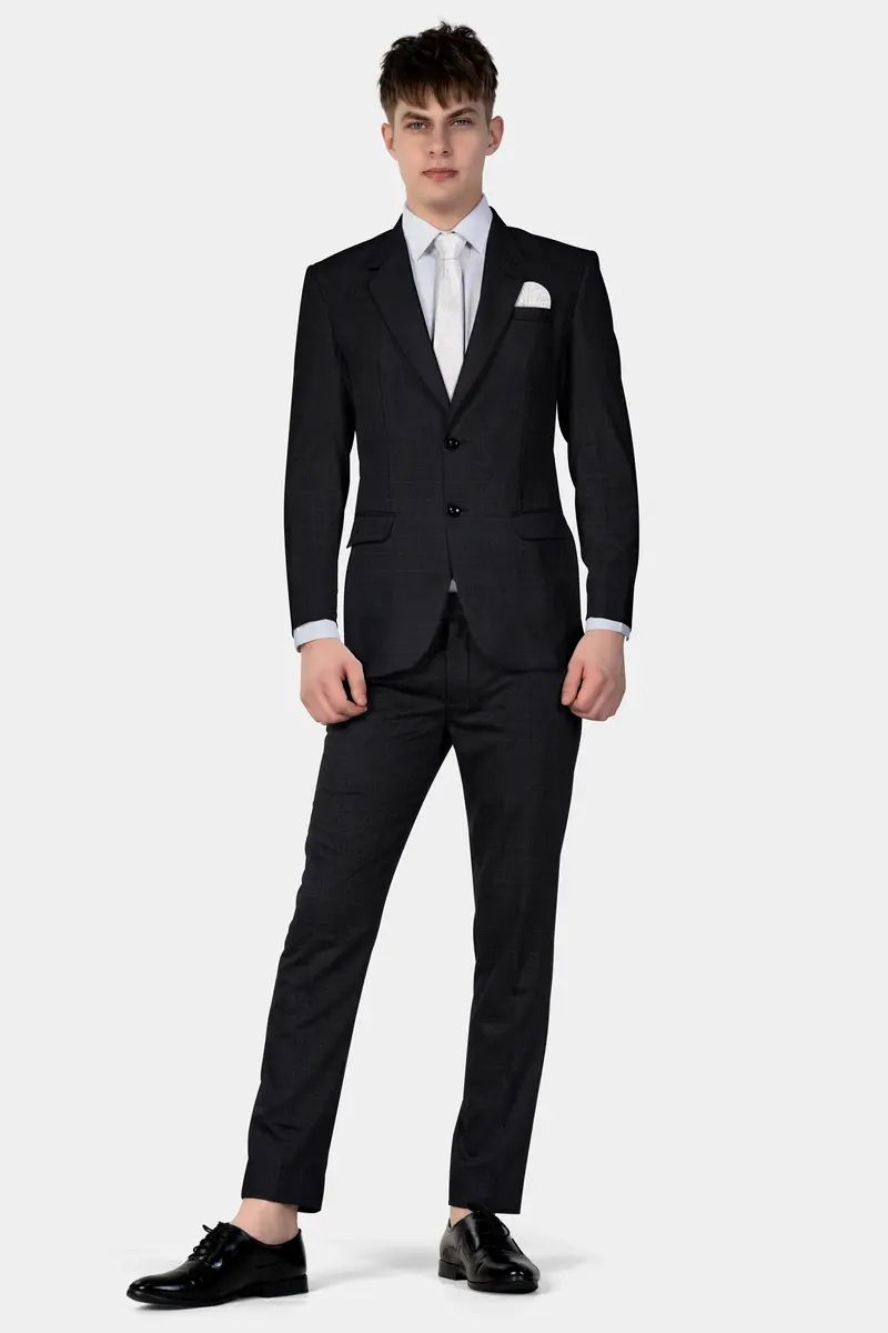 Jade Black Plaid Wool Blend Single Breasted Blazer 11
