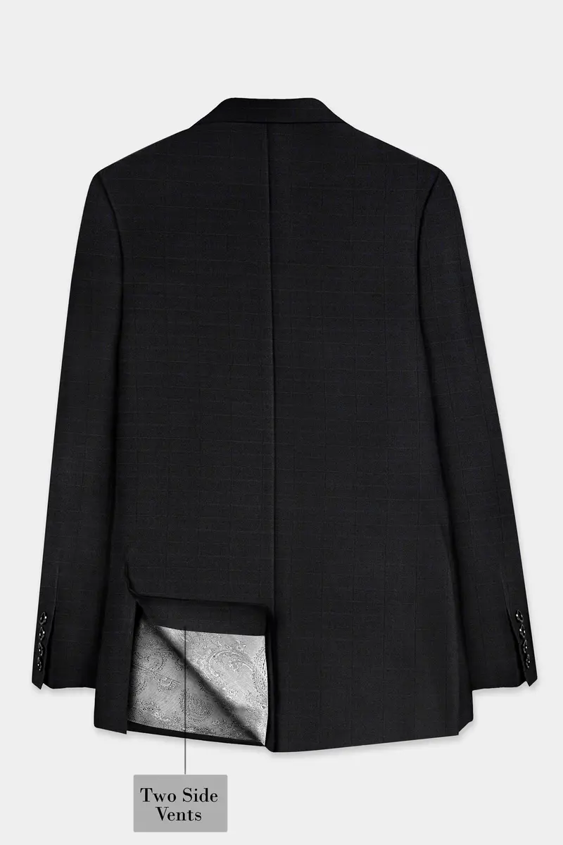 Jade Black Plaid Wool Blend Single Breasted Blazer 8