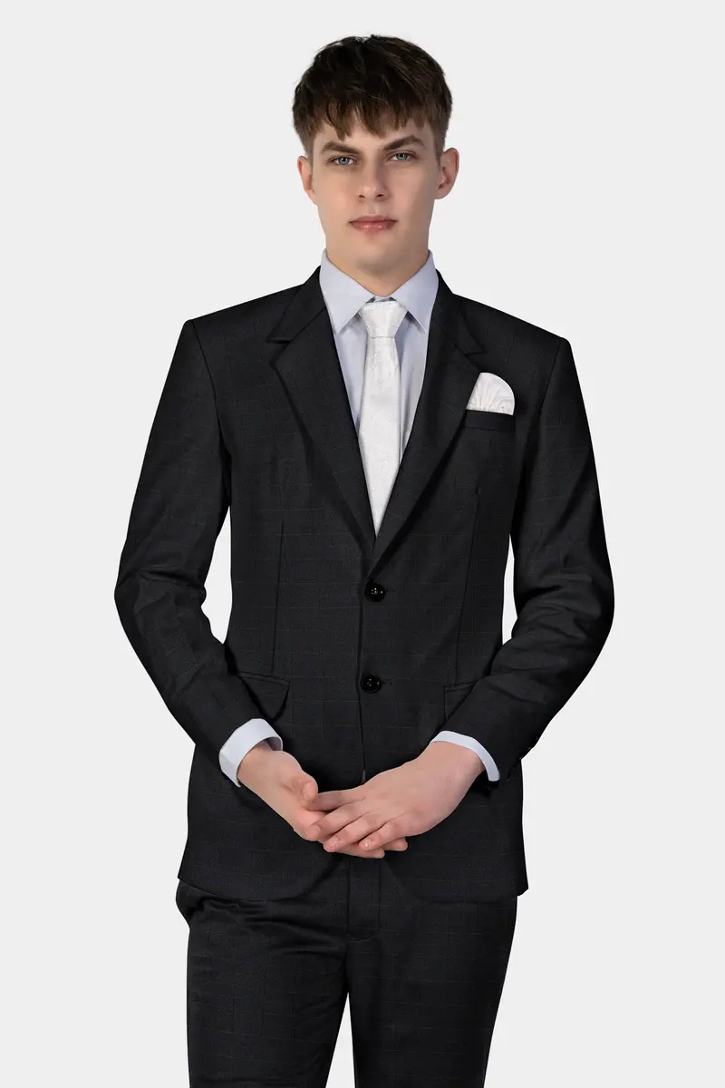 Jade Black Plaid Wool Blend Single Breasted Blazer 9