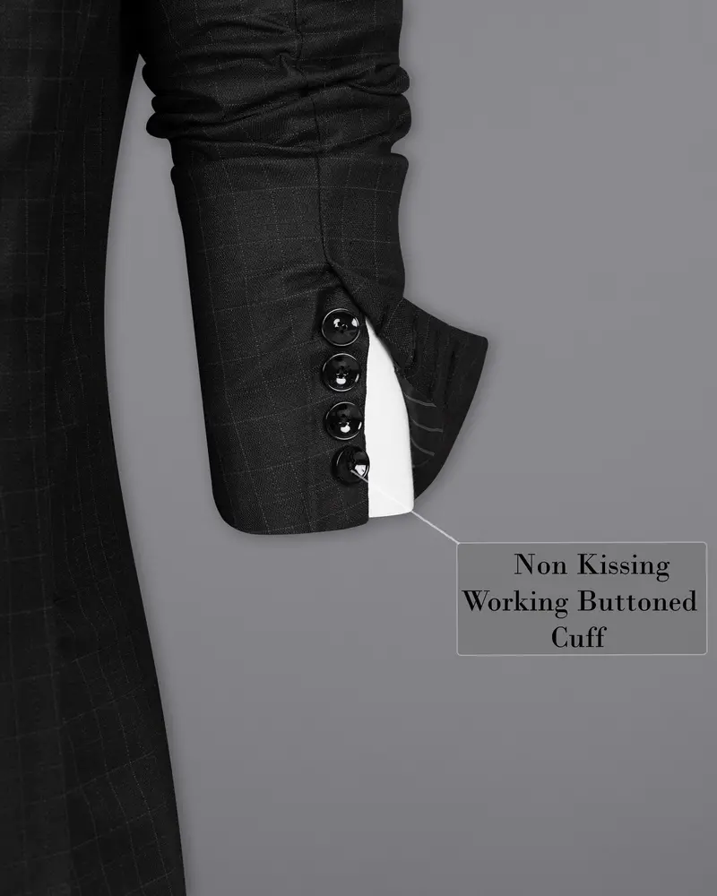 Jade Black Plaid Wool Rich Blazer 10