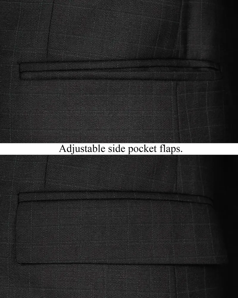 Jade Black Plaid Wool Rich Blazer 5