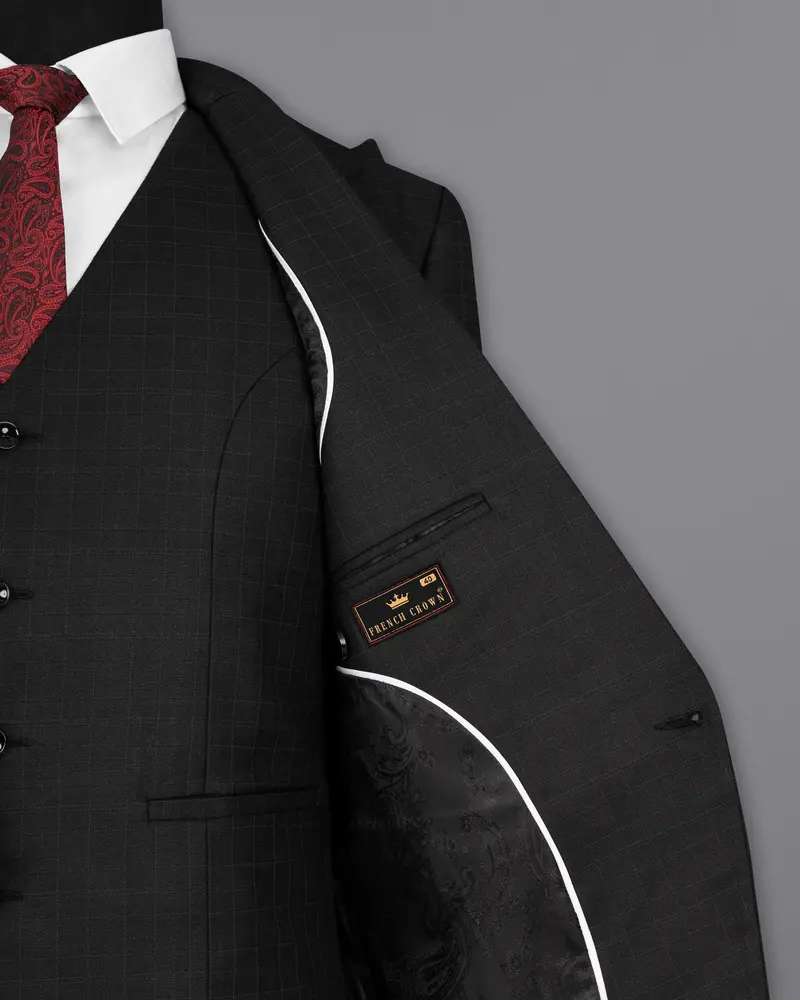 Jade Black Plaid Wool Rich Blazer 7