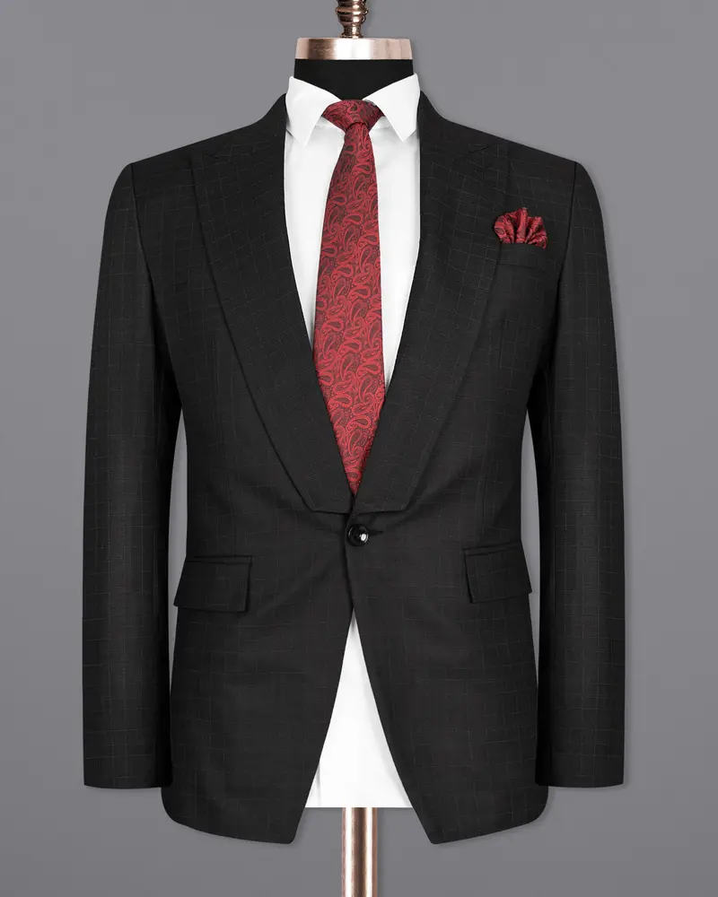 Jade Black Plaid Wool Rich Blazer 8