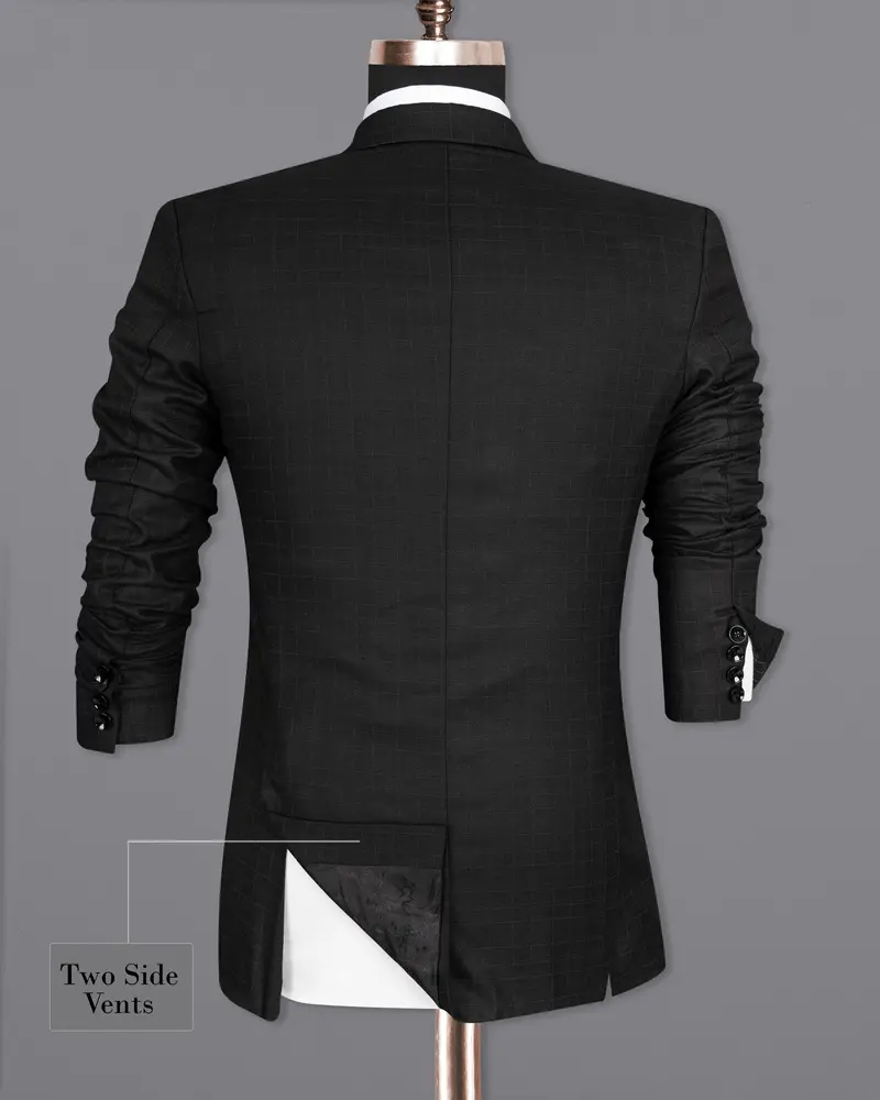 Jade Black Plaid Wool Rich Blazer 9