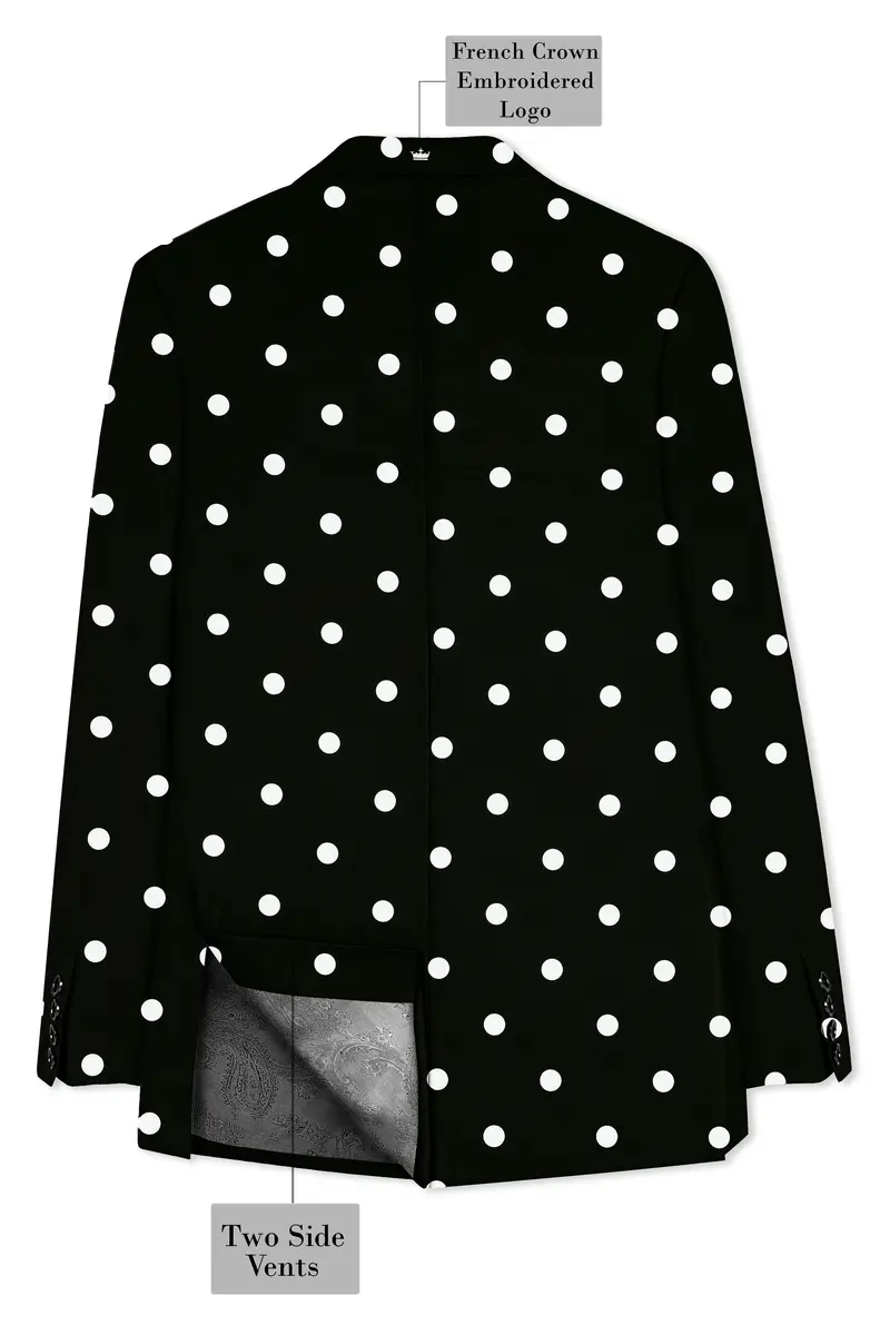 Jade Black Polka Dots Premium Cotton Blazer 8